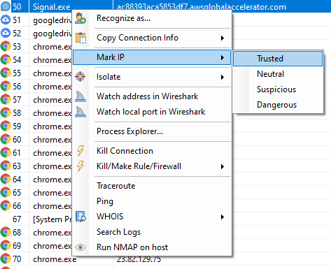 X-NetStat Context Menu