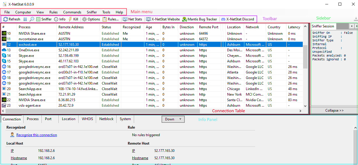 X-NetStat Main Window